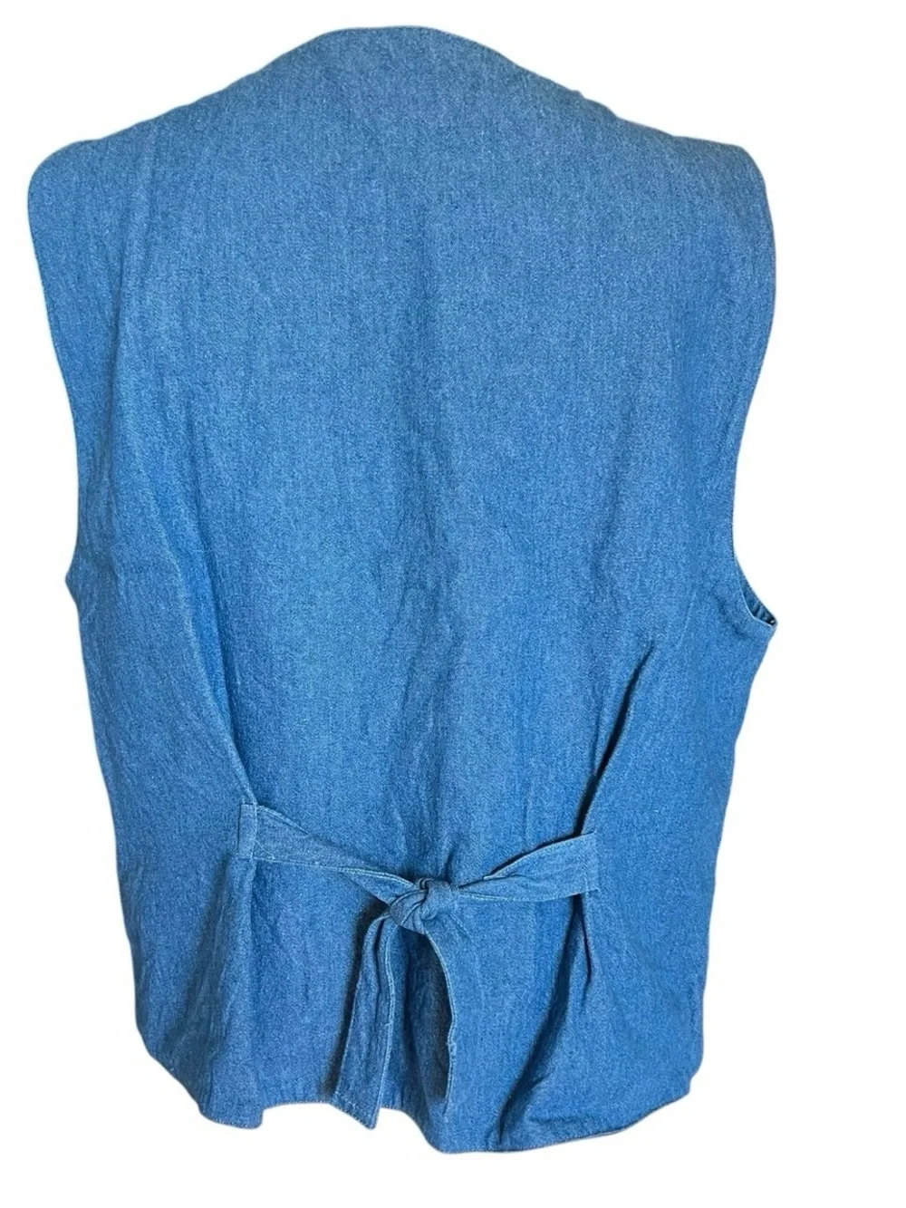 VINTAGE 90s Women's Whimsy Grannycore Fall Patchwork Lightweight Denim Vest Sz L